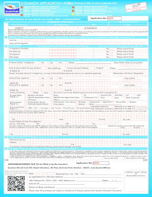 Quantum Mutual Fund Application Form
