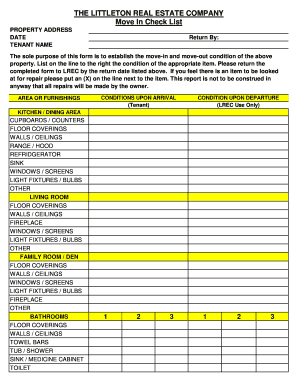 Littleton Real Estate Company Move In Checklist