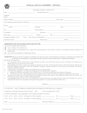 Personal Financial Services Agreement