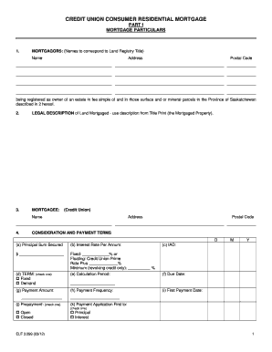 Credit Union Consumer Residential Mortgage