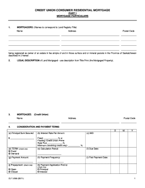 Credit Union Consumer Residential Mortgage
