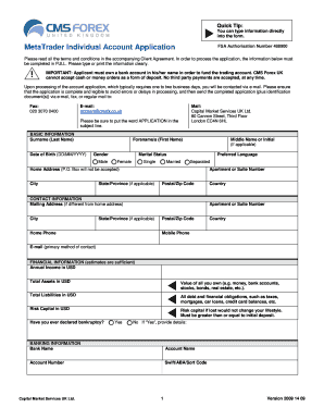 MetaTrader Individual Account Application