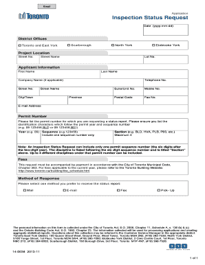 Toronto Inspection Status Request Form