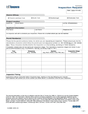 Toronto Inspection Request Application