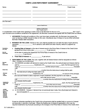CSBFA Loan Repayment Agreement