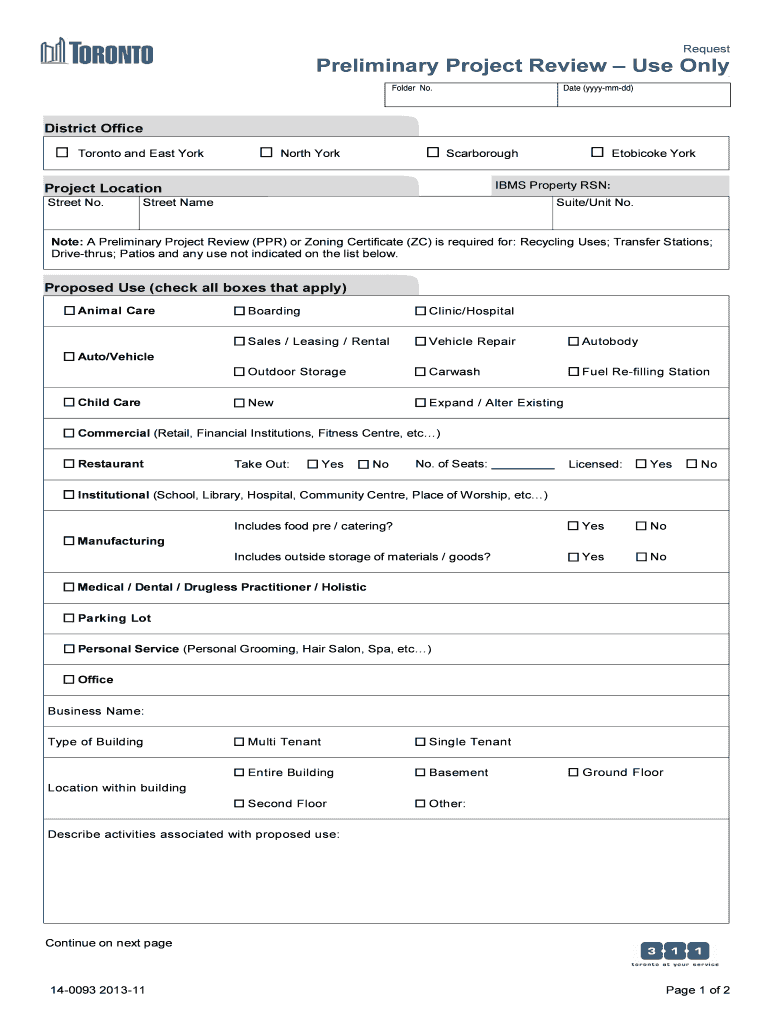 Fillable Online Preliminary Project Review Use Only Fax Email Print ...
