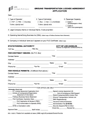 Ground Transportation License Agreement Application form - lawa