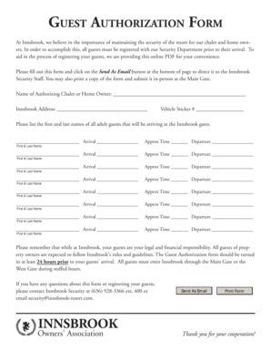 Innsbrook Guest Authorization Form
