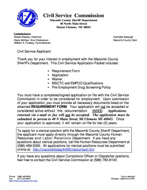 Macomb County Civil Service Application Packet -- Corrections - macombcountymi