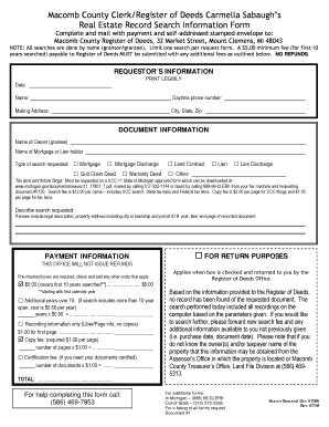 Macomb County Real Estate Record Search Form