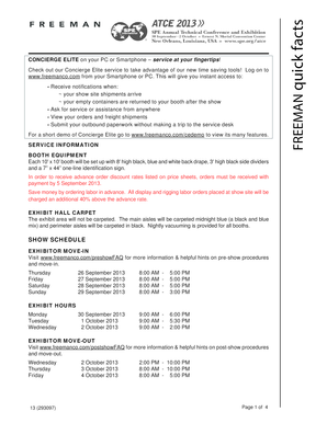 Freeman Exhibitor Service Order Form