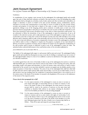 Joint Account Agreement