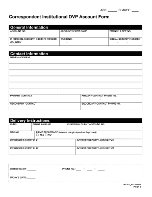 Correspondent Institutional DVP Account Form