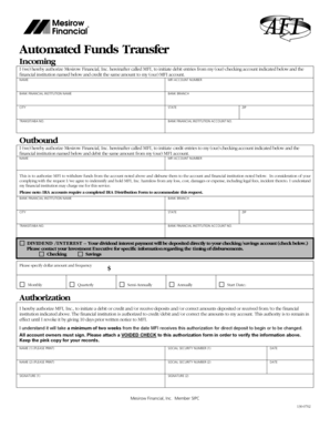 Automated Funds Transfer Authorization Form