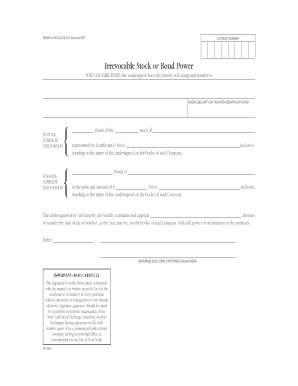Irrevocable Stock or Bond Power