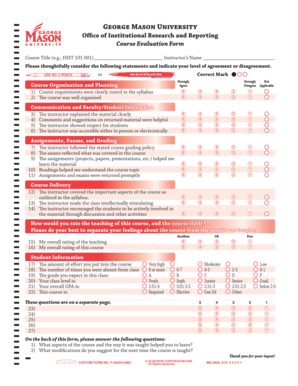 George Mason University Course Evaluation Form