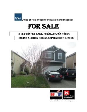 Formal invitation template - Office of Real Property Utilization and Disposal FOR SALE 11124-184 St East, Puyallup, WA 98374 th Online Auction begins September 10, 2013 Selling of Behalf of the U - gsaauctions