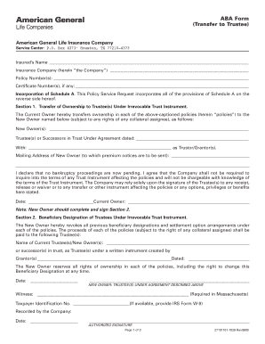 ABA Form Transfer to Trustee