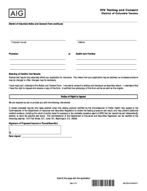 District of Columbia HIV Testing Consent Form
