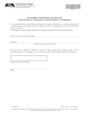 Secondary Addressee Designation Form