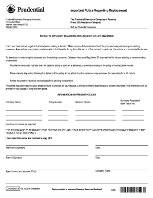 Notice to Applicant Regarding Replacement of Life Insurance
