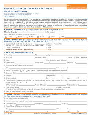 Individual Term Life Insurance Application