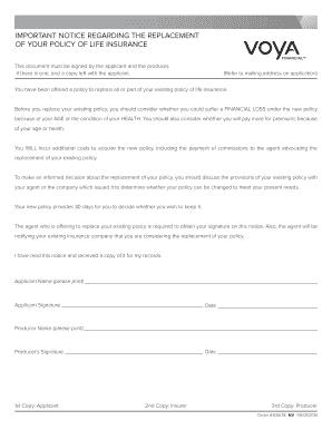 Life Insurance Replacement Notice