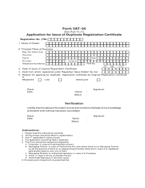 Rajasthan VAT Duplicate Registration Certificate Application