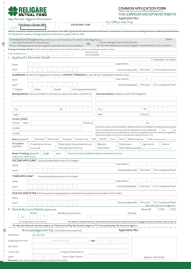 Mutual Fund Investment Application Form