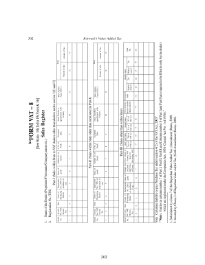 Rajasthan VAT-8 Sales Register Form