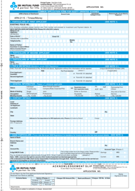 SBI Mutual Fund Application Form