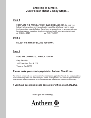 Anthem Blue Cross Medicare Supplement Application