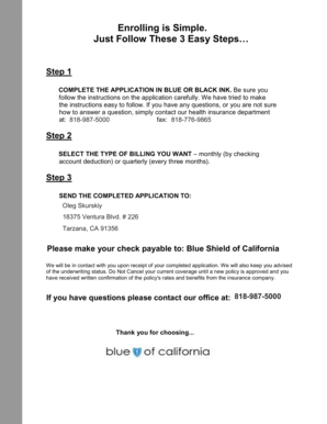 Blue Shield Individual and Family Health Plans Application