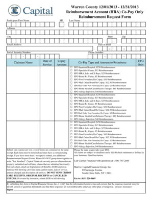 Warren County HRA Co-Pay Reimbursement Request Form