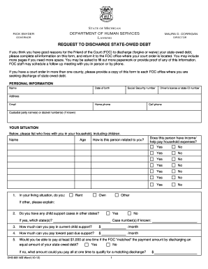 Michigan Request to Discharge State-Owed Debt