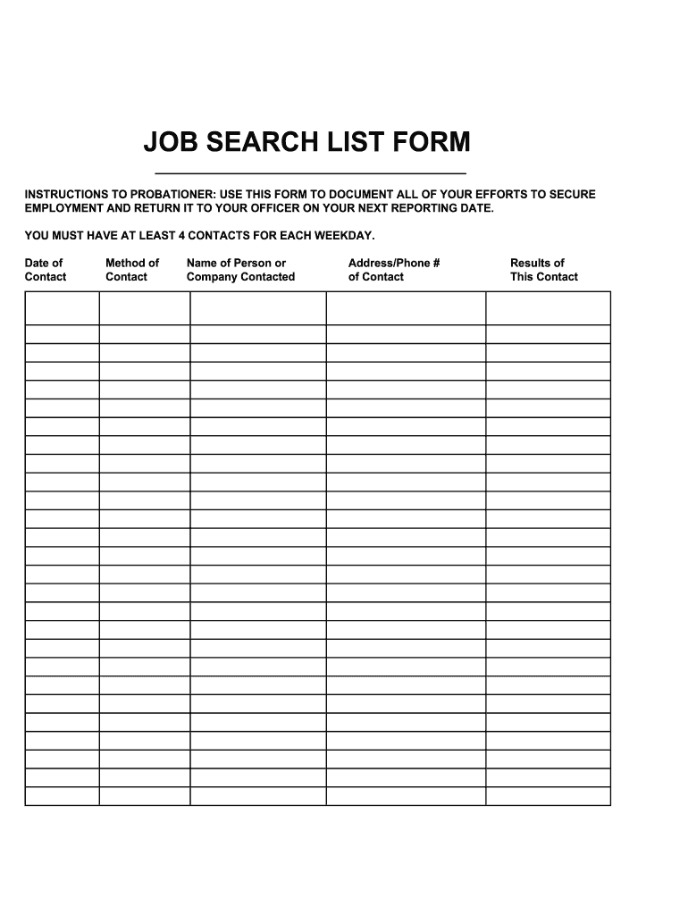 job search form Preview on Page 1.