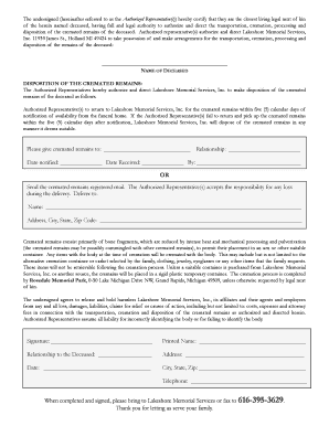 Cremation Authorization Form