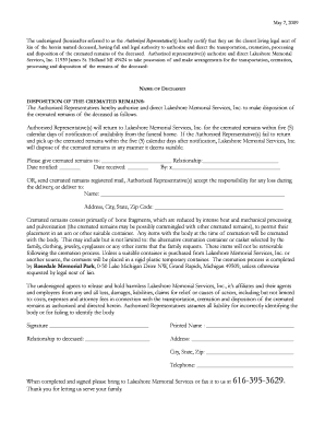Cremation Authorization Form
