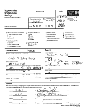 California Campaign Statement Cover Page