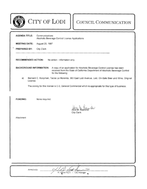 California Alcoholic Beverage Control License Application