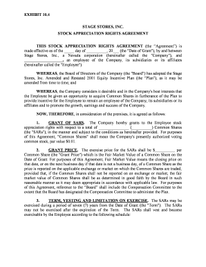 Stock Appreciation Rights Agreement