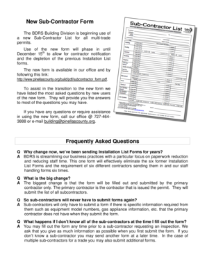 Sub-Contractor List Form