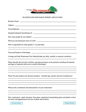 Wastewater Discharge Permit Application