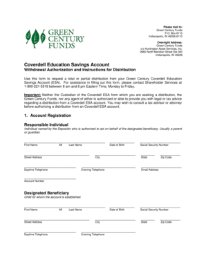 Coverdell Education Savings Account Withdrawal Authorization