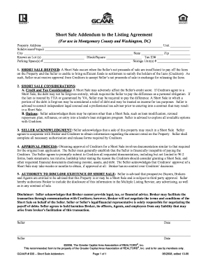 Short Sale Addendum to Listing Agreement