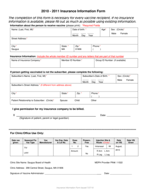 2010-2011 Insurance Information Form