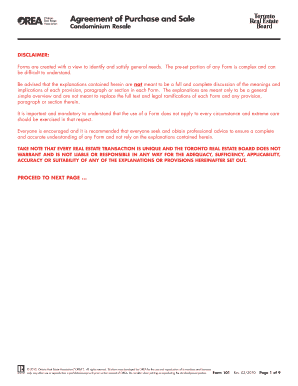 Agreement of Purchase and Sale Toronto