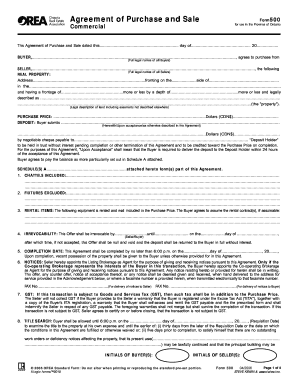 Ontario Commercial Purchase and Sale Agreement Form 500