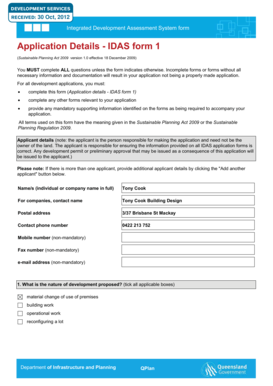 Integrated Development Assessment System Form 1