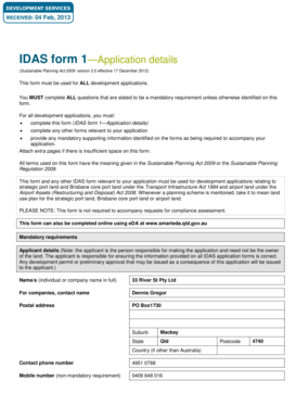 IDAS Form 1—Application Details